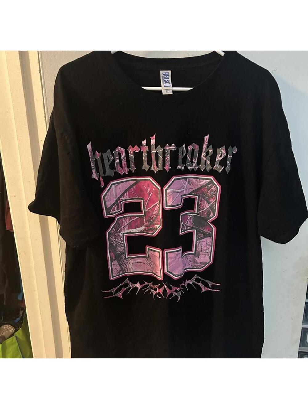 Bristol Brands black and pink camo heartbreaker 23 graphic tee in XL